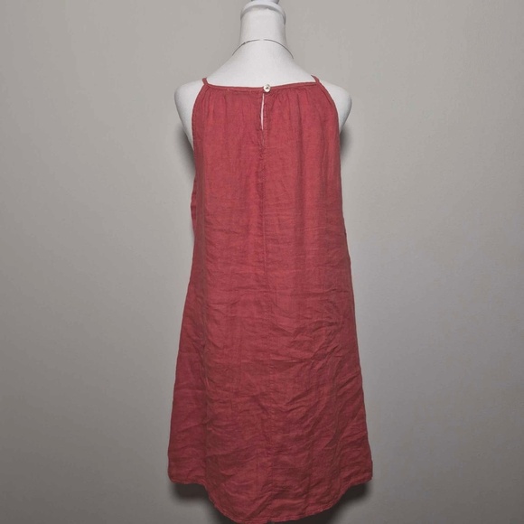 Lungo L'arno 100% Washable Italian Linen Coral Red Tank Top Beach Dress M - Picture 7 of 12